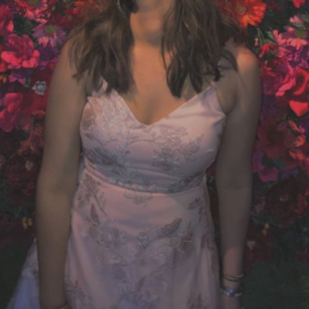 Blush Pink flowery Ruffle Dress